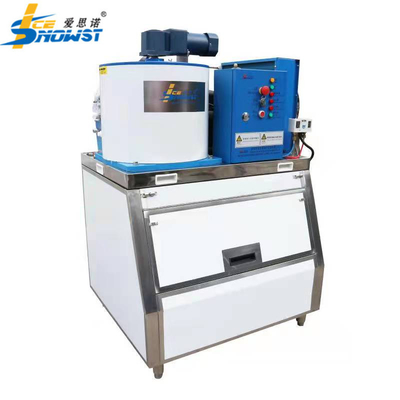 300kg Air Tawar Flake Ice Machine mesin es es salju dengan stainless steel es bin